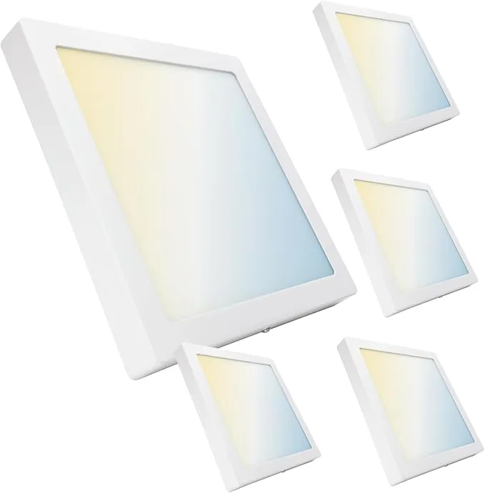 LED ATOMANT Pack 5x Plafon LED Cuadrado Superficie 30x30cm 24W, CCT (Selector de Color Blanco Calido, Neutro y Frio), 2200 lumenes, Driver incluido