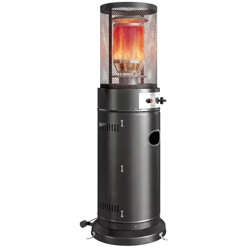 Outsunny Estufa de Gas Exterior, 11 kW, Regulación Continua del Calor Negro