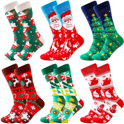 BONANGEL Calcetines Funky para Hombre, Calcetines Navideños Hombre 39-46 | Divertidos y Coloridos Calcetines de Vestir de Algodón Loco, Regalo para Hombres Papá Novio 39-42 43-46