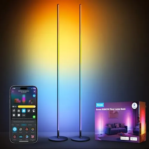 Govee Lámpara de Pie LED, RGBIC Lámpara Regulable 2700-6500K, Paquete de 2