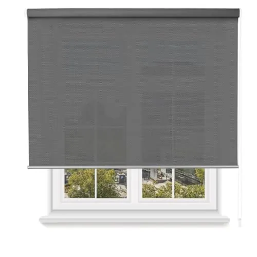 MERCURY TEXTIL- Estor Enrollable Screen Apertura 5% Proporciona Intimidad. Estor Screen para Puertas y Ventanas. Aislante Térmico, Translucidos.Instalación en Pared y Techo (90x200cm, Antracita)