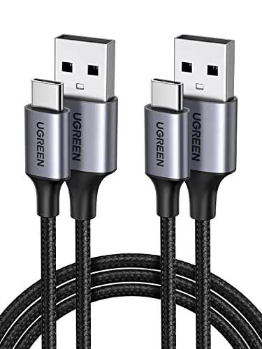 UGREEN Cable USB C Carga Rápida QC3.0 3A 480Mbps Trenzado Nylon (1M,2Pack) | USB A, Tipo C, USB2.0, Compatible con iPhone 18 Pro Max 17 16 15 Plus Galaxy S26 S25 A16 A56 Xiaomi Note 15 14 Pixel 10 iPad
