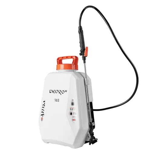 Dnipro-M Pulverizador Eléctrico a Batería 16L – Motor Brushless, Presión 1,5–4 Bar, Boquilla Ajustable 0°–120°, Lanza 100 cm, 2 Velocidades – Uso Profesional Jardín y Agricultura – 16S