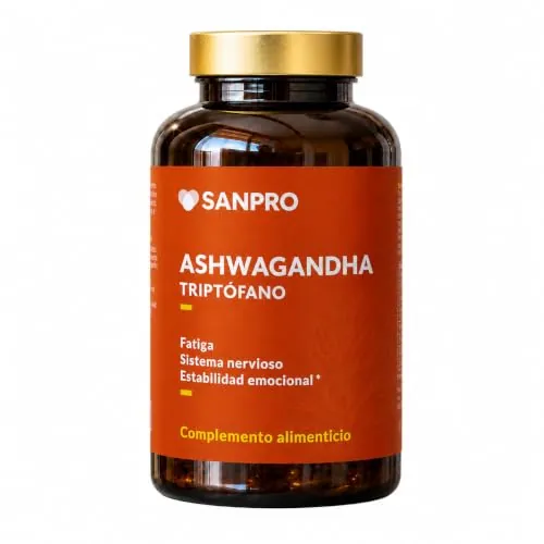 Ashwagandha + Triptófano Complex 7 en 1| 120 Cápsulas Veganas|Magnesio, Vitaminas B1, B2, B3 y B6 | Ayuda a Regular el Cortisol, Bajada de Peso y Estrés, Aumenta la Concentración y Mejora del Sueño