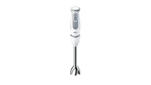 Braun Hogar Minipimer 5235 - Batidora de mano, 1000 W, 21 velocidades y función turbo, anti-salpicuduras, Powerbell Plus, 3 accesorios (varillas, picadora 500ml, vaso medidor 600ml), Color blanco