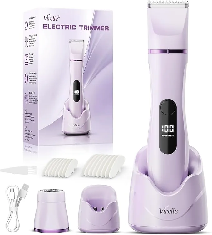Afeitadora Electrica Mujer IPX7 Impermeable - Rasuradora Mujer Zona Intima (Cara, Braces y Cuerpo), Maquinilla Afeitar con 4 Peines de Precisión, Pantalla LED, Recarga USB, Regalos Aniversario