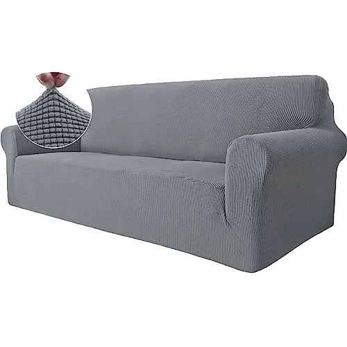 Ystyle Funda Sofa 3 Plazas, Ajustables Fundas Sofa Elasticas, Protector Sofa Gatos Arañazo y Perros Mascotas, Funda de Sofá con Reposabrazos Antideslizante Antimanchas Lavable, Gris Claro