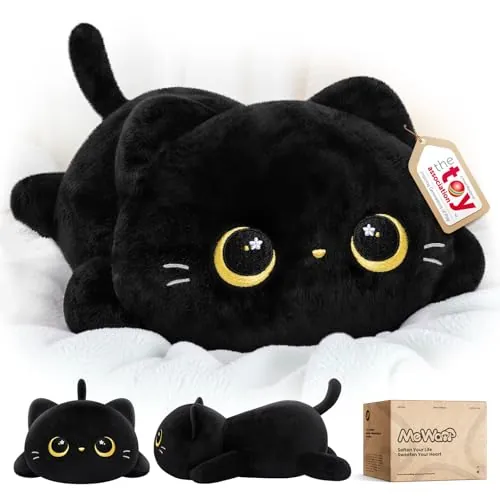 Mewaii Peluche Gato Negro Kawaii, 33 cm