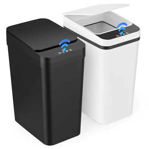 Gaethra 2 Papelera Baño Pequeña, Scubo de Basura con Sensor Inteligente de 12L, 3 modos de funcionamiento, Cubo Basura Automatico Silencioso e Impermeable, para Cocina, Oficina, Sala de Estar