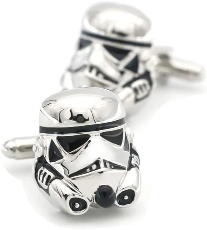 GAUEIOUR Gemelos de Stormtrooper, accesorios de moda para camisa, regalos personalizados para hombre (plata), 3cm, acero aleado