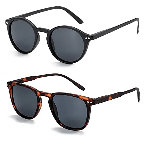 ZENOTTIC 2 Pares Gafas De Sol Polarizadas para Mujer Hombre Retro Redondas Cuadradas Protección UV400 Unisex Gafas de Sol