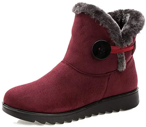 Vunavueya Botas de Nieve Mujer Botines Forrados Invierno RojoRot 40.5EU/260 | Zapatillas Botines Forradas Calientes, Botas Cortas al Tobillo, Cremallera Lateral, Suela Goma Antideslizante, Cómodo Lígeras