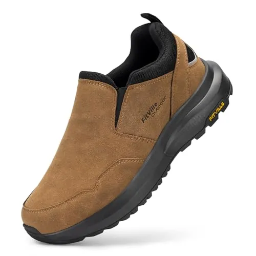 FitVille Zapatos Hombre Sin Cordones Anchos Casual Marrón Duna 47 EU