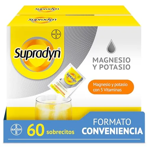 Supradyn Magnesio y Potasio Sabor Naranja, 60 Sobres Efervescentes