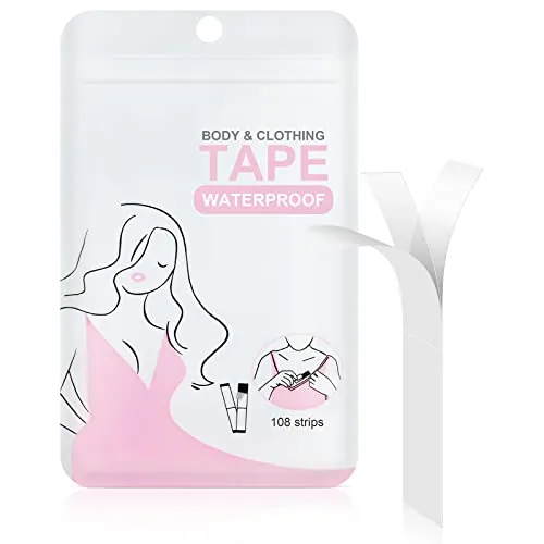 flintronic Cinta Doble Cara Ropa, 108 Piezas Fashion Beauty Tape, para Cuerpo Cinta de Lencería, Doble Cara Cintas de Ropa, Vestido, Cinta de Adhesivo Sujetador(18 x 85 mm)
