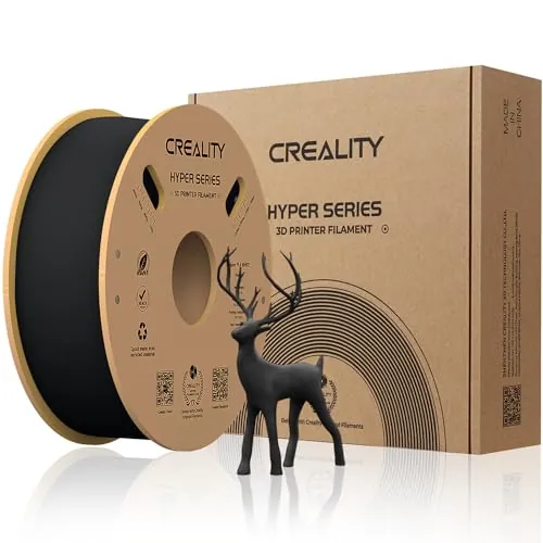 Creality Official Hyper PLA Filament Negro 1KG, Filamento para Impresoras 3D para Impresión de Alta Velocidad, Suave, Rendimiento de Voladizo Precisión Dimensional +/-0.03mm, 2.2lbs/Spool