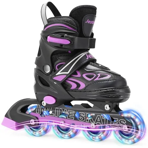 Patines en Linea niña niño, 4 tamaños Ajustables con Ruedas Que Brillan, Patines 4 Ruedas para Niños para Interiores y Exteriores (M (EU 32-36))