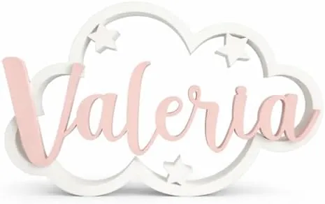 Nube Decorativa con Nombre Personalizado - Regalo Original para recién nacidos, bebés y niños - Decoración Habitación Infantil para puertta, pared o estantería - Colores a elegir