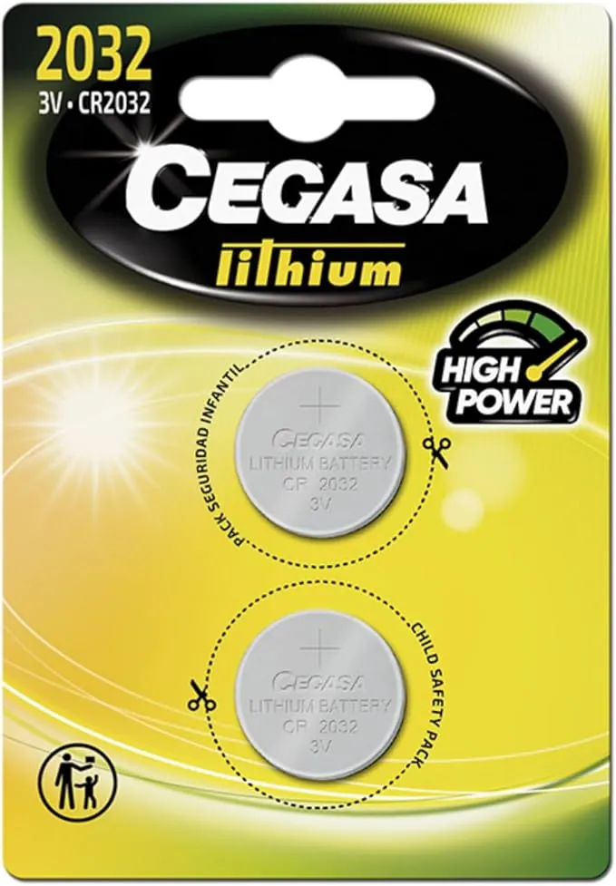 CEGASA CR2032 Pack 2 Pilas Botón de Litio