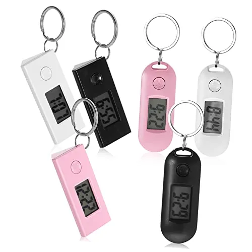 LIFKOME Relojes Digitales de Bolsillo Llavero Led, Portátiles y Luminosos, Abs Resistente, para Estudiantes y Enfermeras, Uso en Estudio y Trabajo, Pack 6 Piezas (3 Rectangulares 3