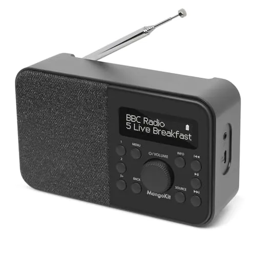 MangoKit PR2S Radio Dab, Altavoz Bluetooth, Radio de Cocina, Negro