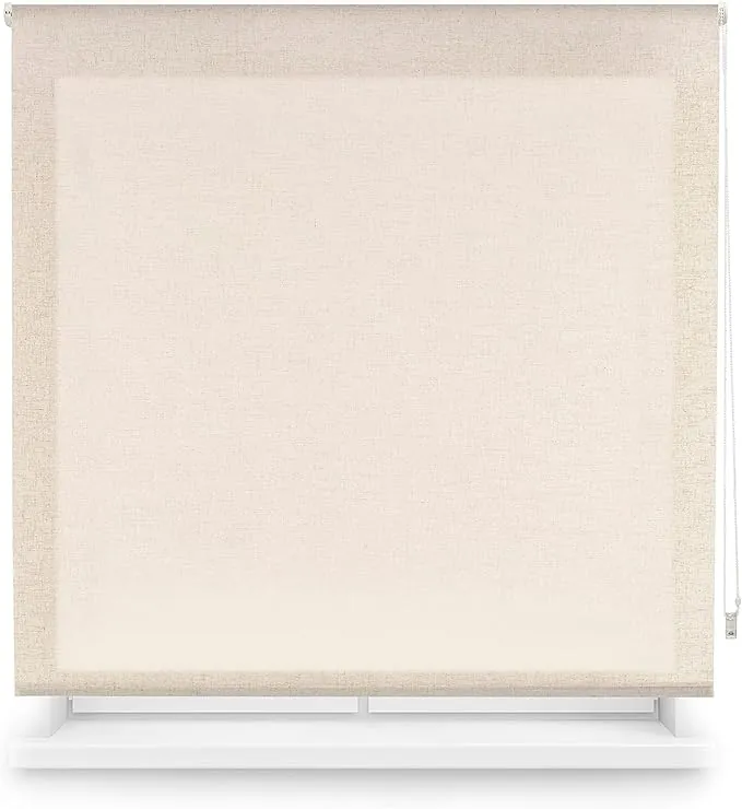 Blindecor Ara | Estor Enrollable translúcido Liso - Lino, 140 x 200 cm (Ancho por Alto) | Tamaño de la Tela 137 x 195 cm | Estores para Ventanas