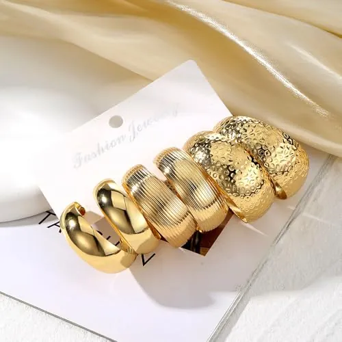 Juego de aretes para mujer, aretes de moda, paquete múltiple de pendientes, regalo de joyería, Talla única, Acero aleado Acero inoxidable, Sin piedra preciosa
