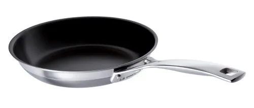LE CREUSET Sartén Baja de Acero Inoxidable 3-Ply con Antiadherente, 20 cm, Gris, 96201320001000