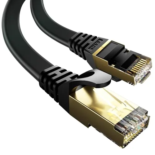 VOIETOLT Cable Ethernet Cat8, 40Gbps/2000Mhz Plano Trenza Cable de Red Internet STP RJ45 Gigabit LAN de Alta Velocidad (Normal, 10Metro)