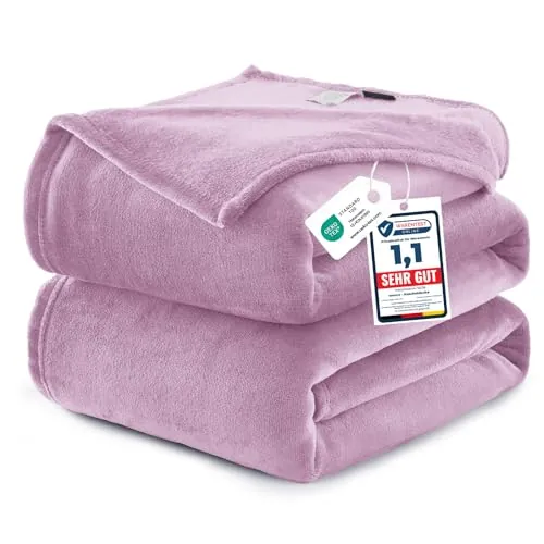 WAVVE Manta Franela Reversible para Cama 135/150, Manta Morado Grande para Sofá, Sobrecama Suave, Cálida, Transpirable 220x240 cm