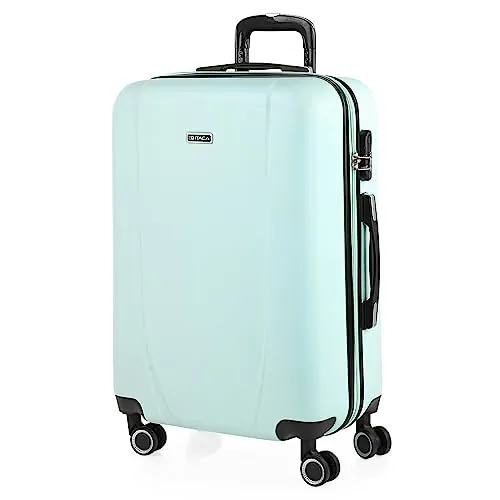 ITACA - Maleta Mediana con 4 Ruedas Giratorias para Viajes Largos Tipo Trolley Ideal como Maletas de Viaje Grandes 23 Kilos y Maleta Viaje Mediana Resistentes, Verde Menta