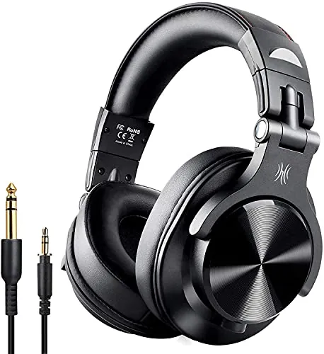 OneOdio A70 Auriculares Bluetooth Over-Ear con Cable Hi-Res para Estudio DJ | 72 h de reproducción, conexiones 3,5/6,35 mm, micrófono integrado y diseño plegable. Ideal para DJ, PC, mezcla y SharePort