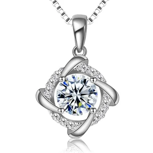 FEIKFEIZ Collar de moissanita para mujer, colgante, diamante de moissanita de 1 quilate, cultivado en laboratorio, bañado en oro rodiado, joyería de colgante, incluye caja de regalo.