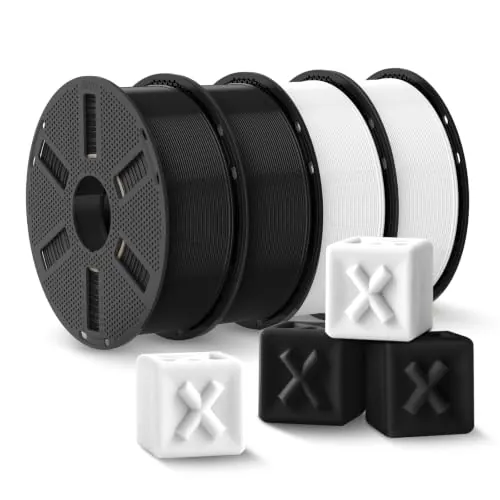 JAYO Negras*2+Blancas*2 PLA+ Filamento 1.75mm 4.4kg 4-Pack | PLA Reforzado de Alta Tenacidad, Precisión ±0.02 mm, Bobinado Ordenado, 4 x 1.1 kg (total 4.4 kg, ~1440 m)