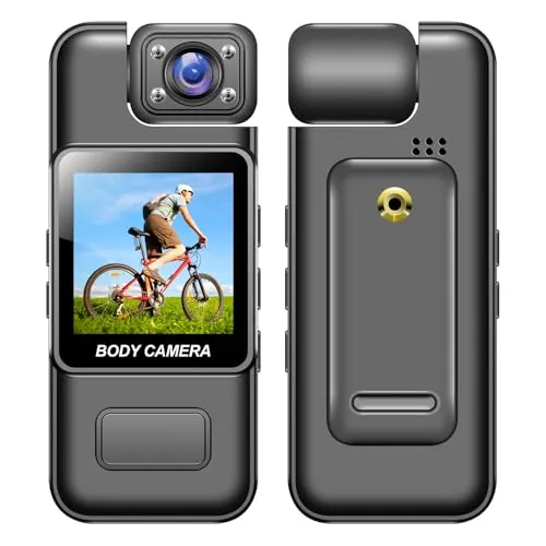 LICAEVEY Mini Cámara Corporal 4K HD con Lente Giratoria de 180 Grados, Grabadora de Vídeo de Bolsillo con Clip Trasero y Pantalla de 1,3 Pulgadas para Seguridad, Registros de Trabajo,