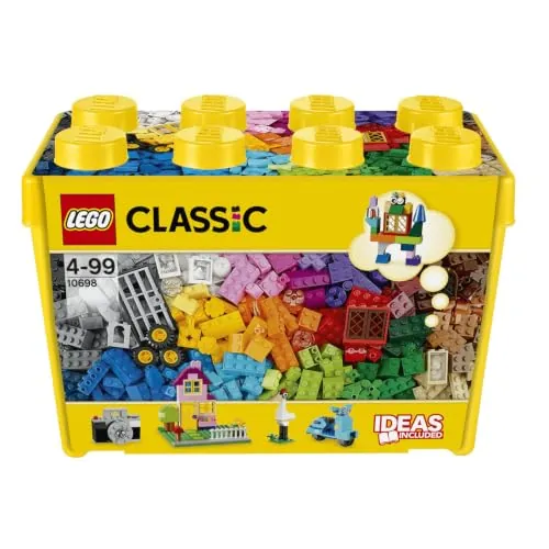 LEGO Classic Caja de Ladrillos Creativos Grande 10698 | Juguetes para niños de 4+ años, juego con 2 bases verdes, animales, casas y coches, regalo de cumpleaños, 790 piezas