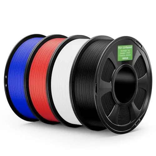 DEEPLEE PLA+ 2.0 1.75 mm, Pack 4 x 1 kg, Negro, Blanco, Rojo y Azul