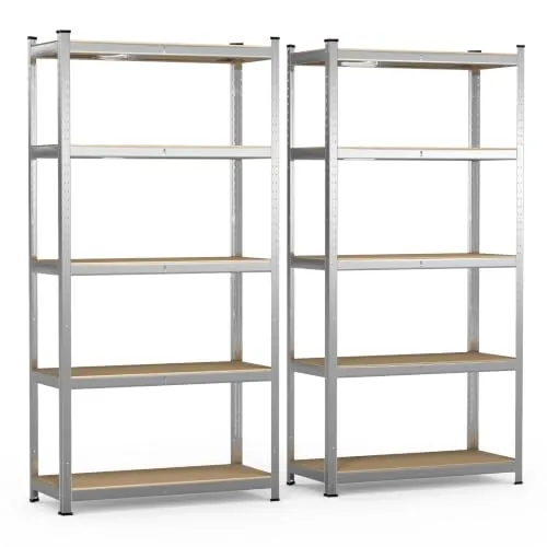 VOUNOT 2 x Estantería Metálica 180x90x40 cm, Estante Almacenamiento de 5 Niveles, Estantería Cargas Pesadas, Montaje sin Herramientas, Carga de 875 kg, para Garaje, Bodega, Trastero