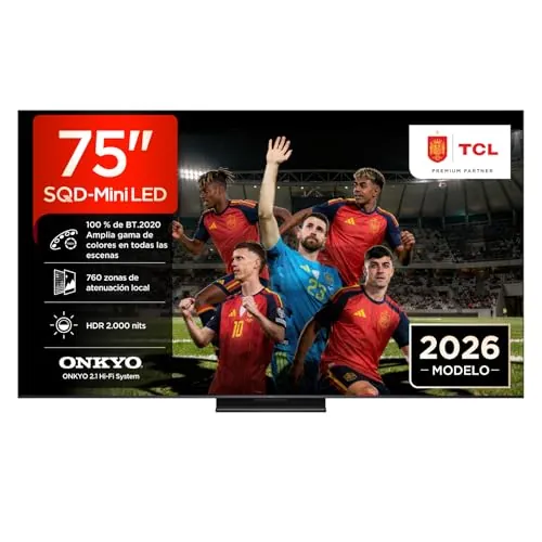 TCL 75Q7D Pro 75 Pulgadas SQD-Mini LED 4K HDR10+ Smart TV, 2.000 Nits
