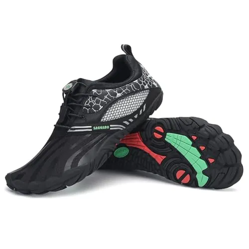 SAGUARO Mujer Hombre Barefoot Zapatillas Minimalistas Zapatillas de Trail Running Antideslizante Calzado Barefoot para Fitness Trekking Gym SC Negro,Gr.36