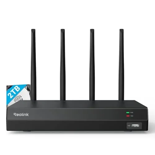 Reolink NVR WiFi 6 4K 12CH con HDD 2TB Integrado, WiFi 2,4/5GHz