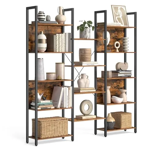 VASAGLE Librería con 14 Estantes, Marco de Metal, 158 x 24 x 166 cm