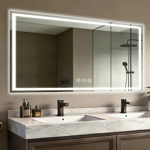 Simusi 70x120cm LED Espejo Baño con luz de Pared, 3 Colores Luz, Antivaho