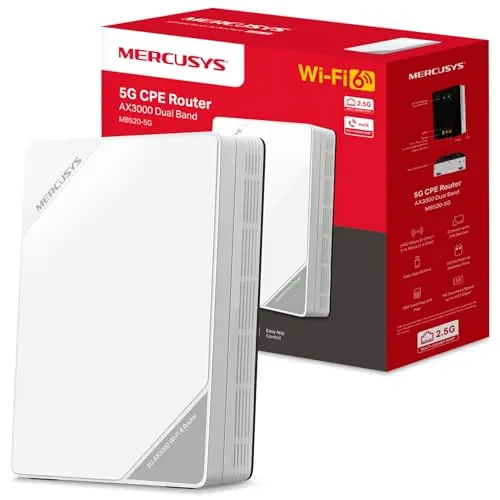 Mercusys MB520-5G - Router 5G SIM, WiFi 6 AX3000 Doble Banda, Puerto 2.5GE