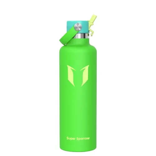 Sparrow Botella Agua Acero Inoxidable 1L FlipFlow Botella Termica Pajita