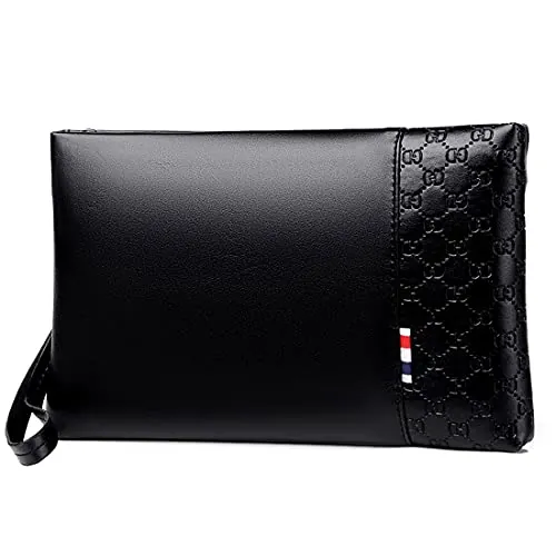 Bolso Hombre Bolso de Mano para Hombre Bolso de Muñeca Nuevo Bolso para Hombre Elegante PU Cuero con Ranura Gran Capacidad Billetera para hombre con correa de muñeca, para trabajo, viajes, casual