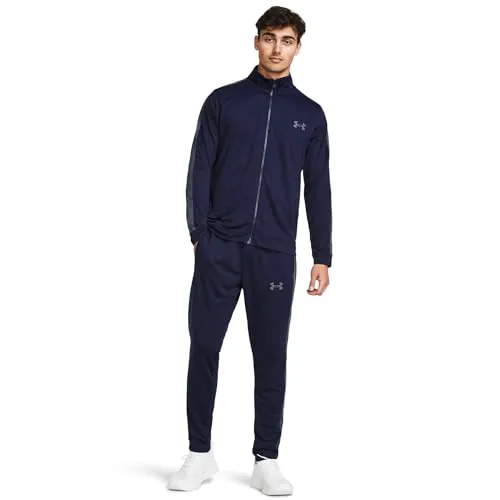 Under Armour UA Knit Track Suit Conjunto de deporte para hombre, chándal cómodo y suave, color azul medianoche/gris oscuro