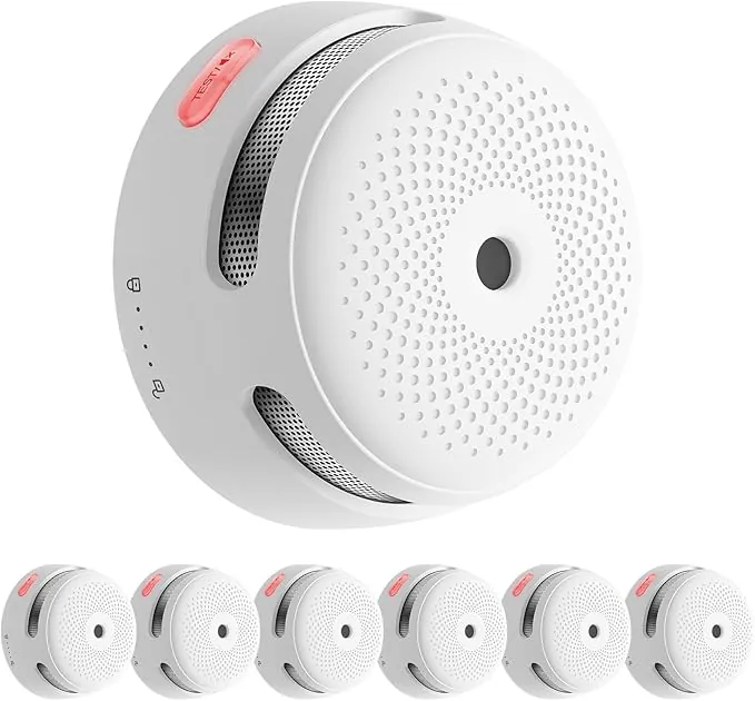 X-Sense XS01-M - Detector de humo WiFi inalámbrico compatible con FS31/FS61/FS121, estación base SBS50 y aplicación de seguridad para el hogar X-Sense, señal de advertencia de 85 dB, mini detector de