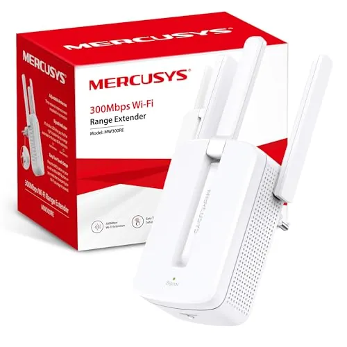 Mercusys MW300RE-Repetidor WiFi 4, Doble Banda, Antenas externas, Compacto
