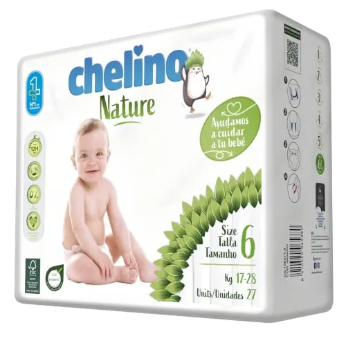 Chelino Nature Pañal Infantil Talla 6 (17-28 kg), 162 Pañales